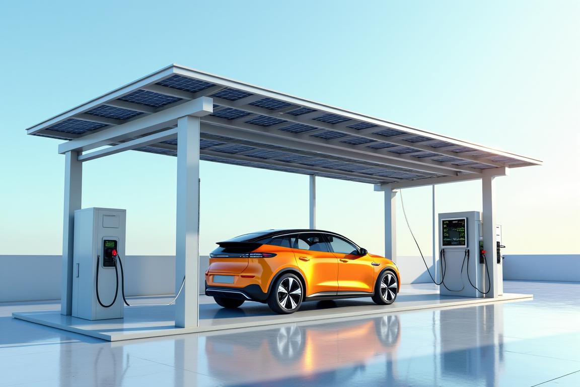 Ombrière solaire avec bornes de recharge